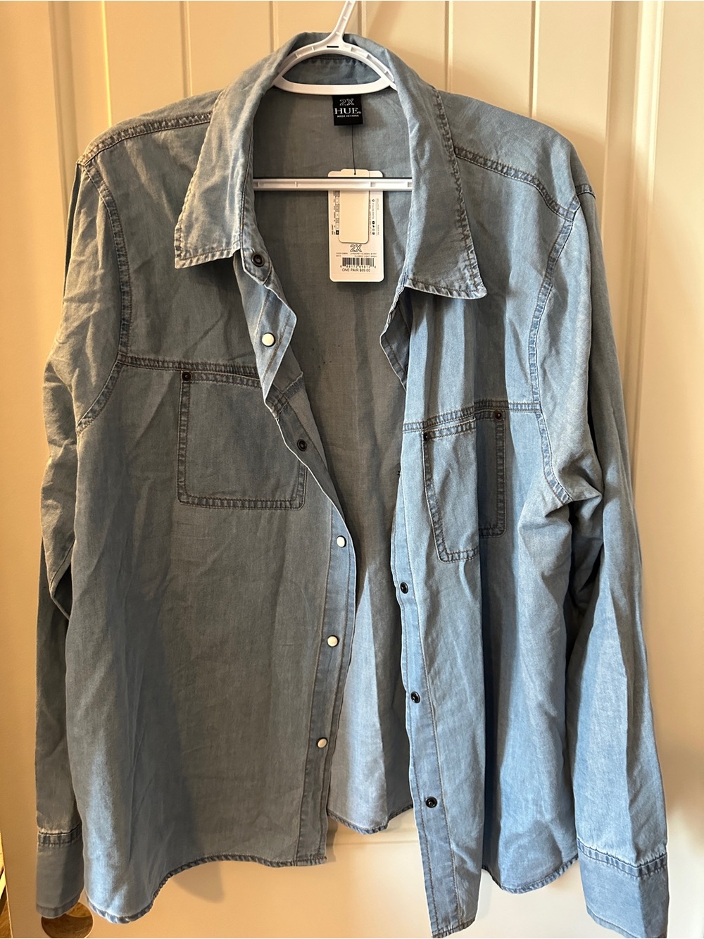 HUE Denim-Style Light Blue Button Shirt